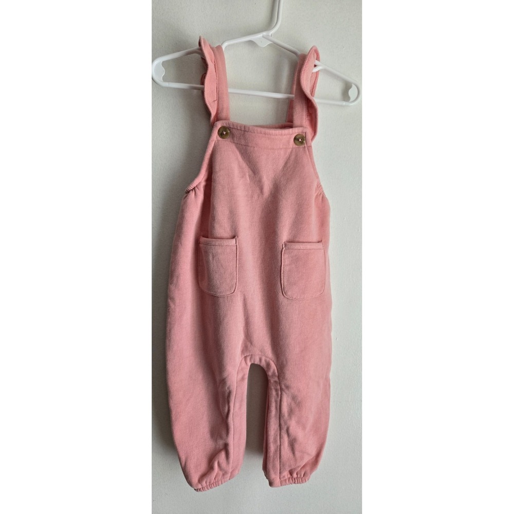 Old Navy Soft Pink Fleece Overalls Corduroy Jumpsuit Size 12-18 months